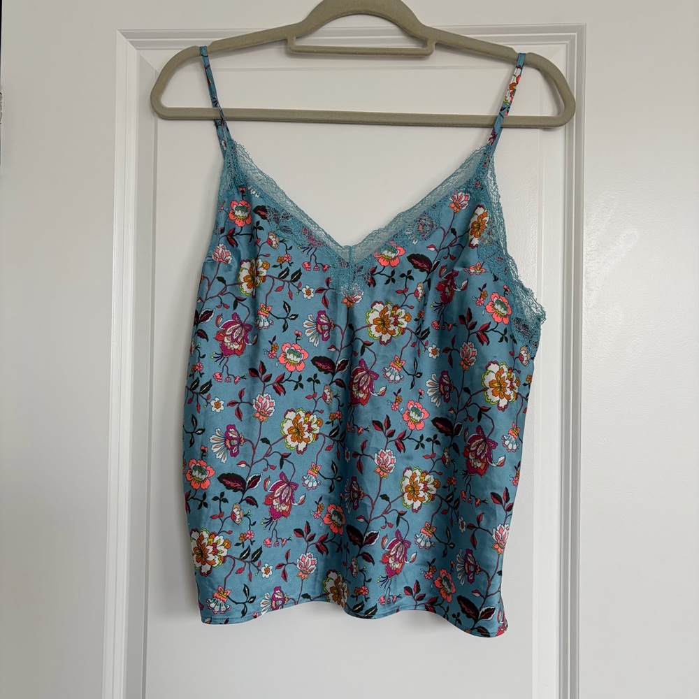 Victoria's Secret Blue Floral Lace-Trim Camisole